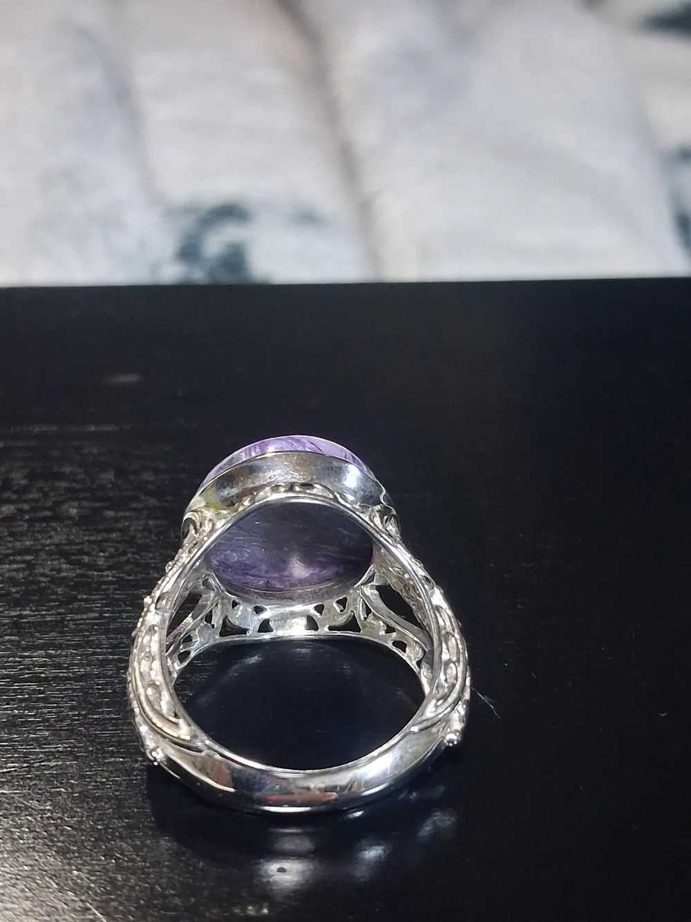 Signed Sajen 925 D'Joy Sterling Silver Ring Charoite Purple Stone Size 7